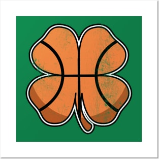 Basketball St Patrick's Day 4 Leaf Clover Vintage Posters and Art